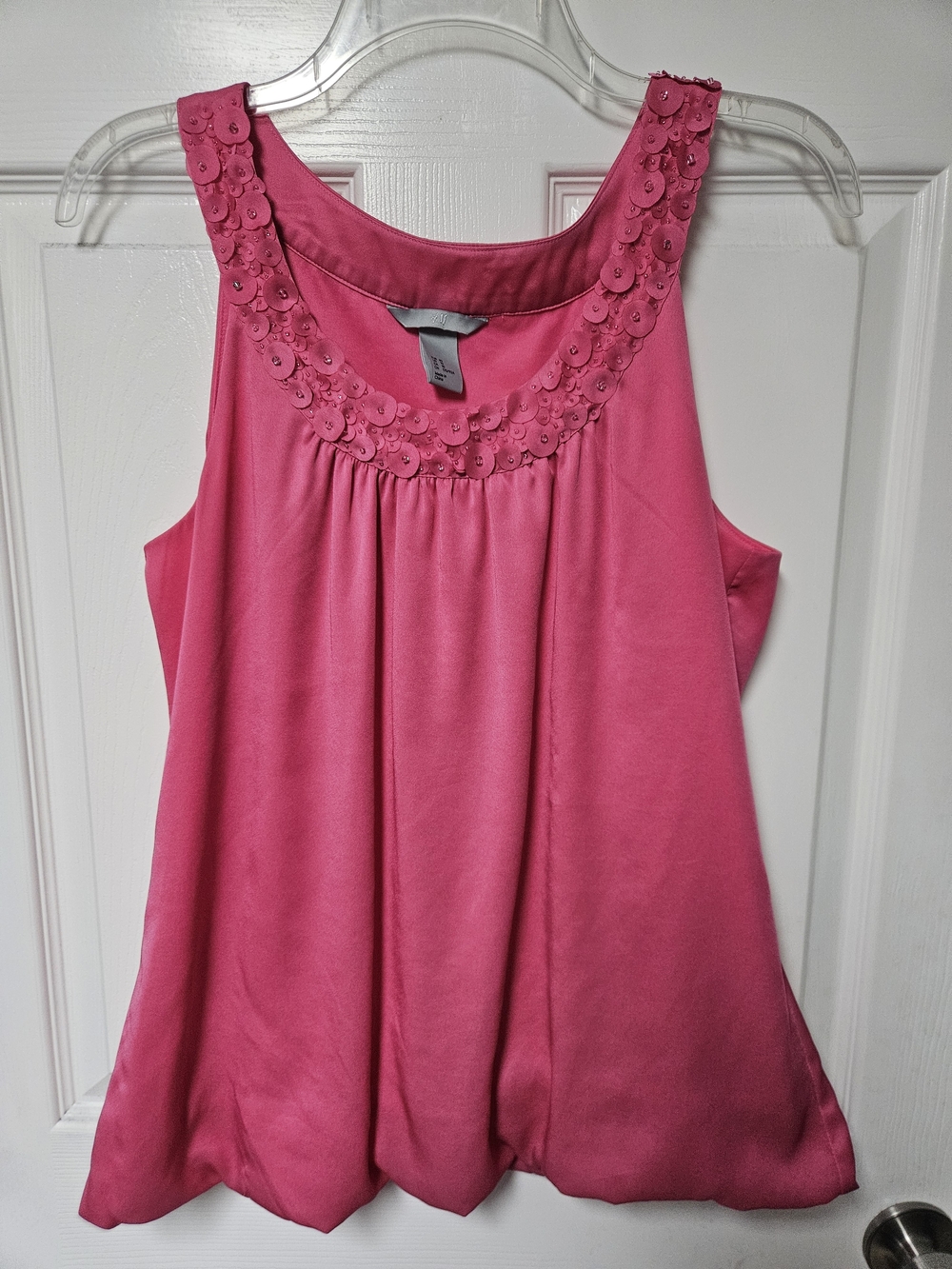 H&M Pink Sequin-Trim Sleeveless Tank Top